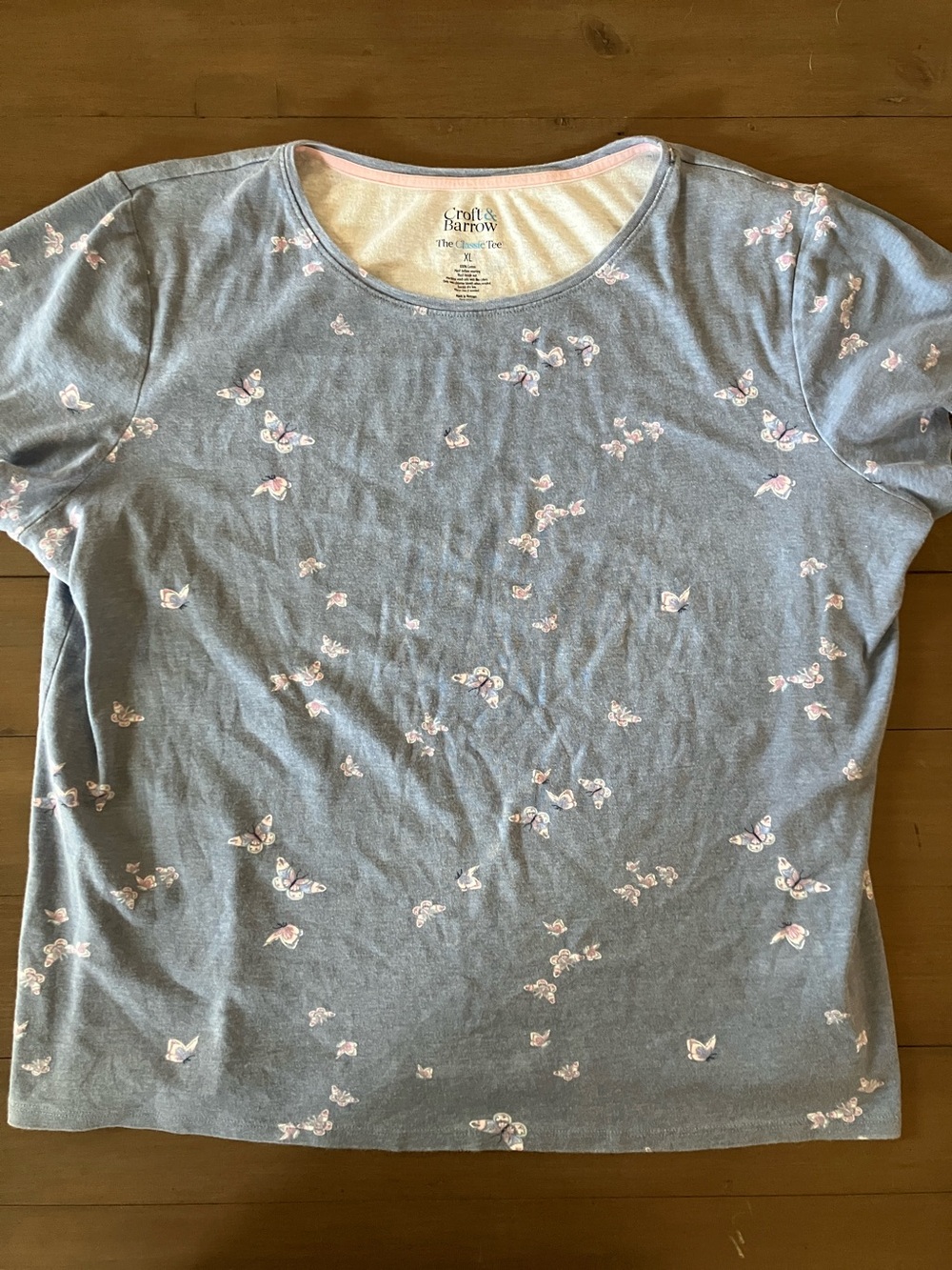 Croft & Barrow Blue Shirt with Butterfly Print